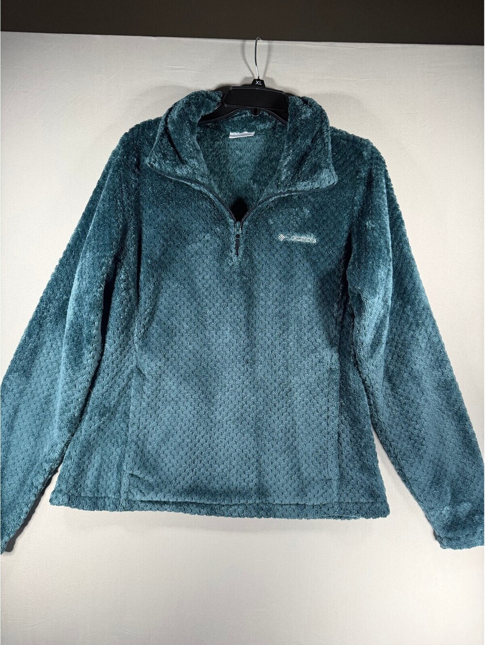 Columbia Women's Teal Blue Sherpa Fleece Pullover Half Zip Jacket Size Large